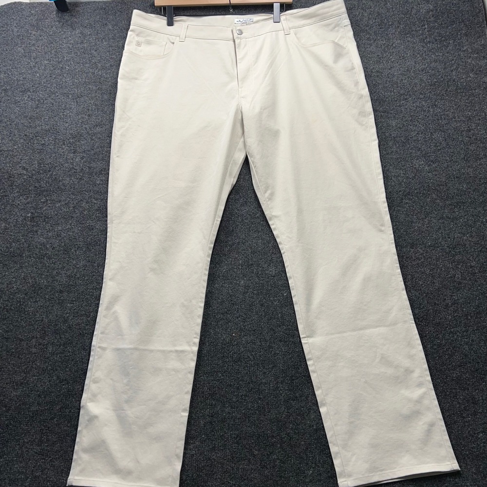 Peter Millar Mens Golf Pants 42x32 Beige Performance Straight Leg 5-Pocket 2621